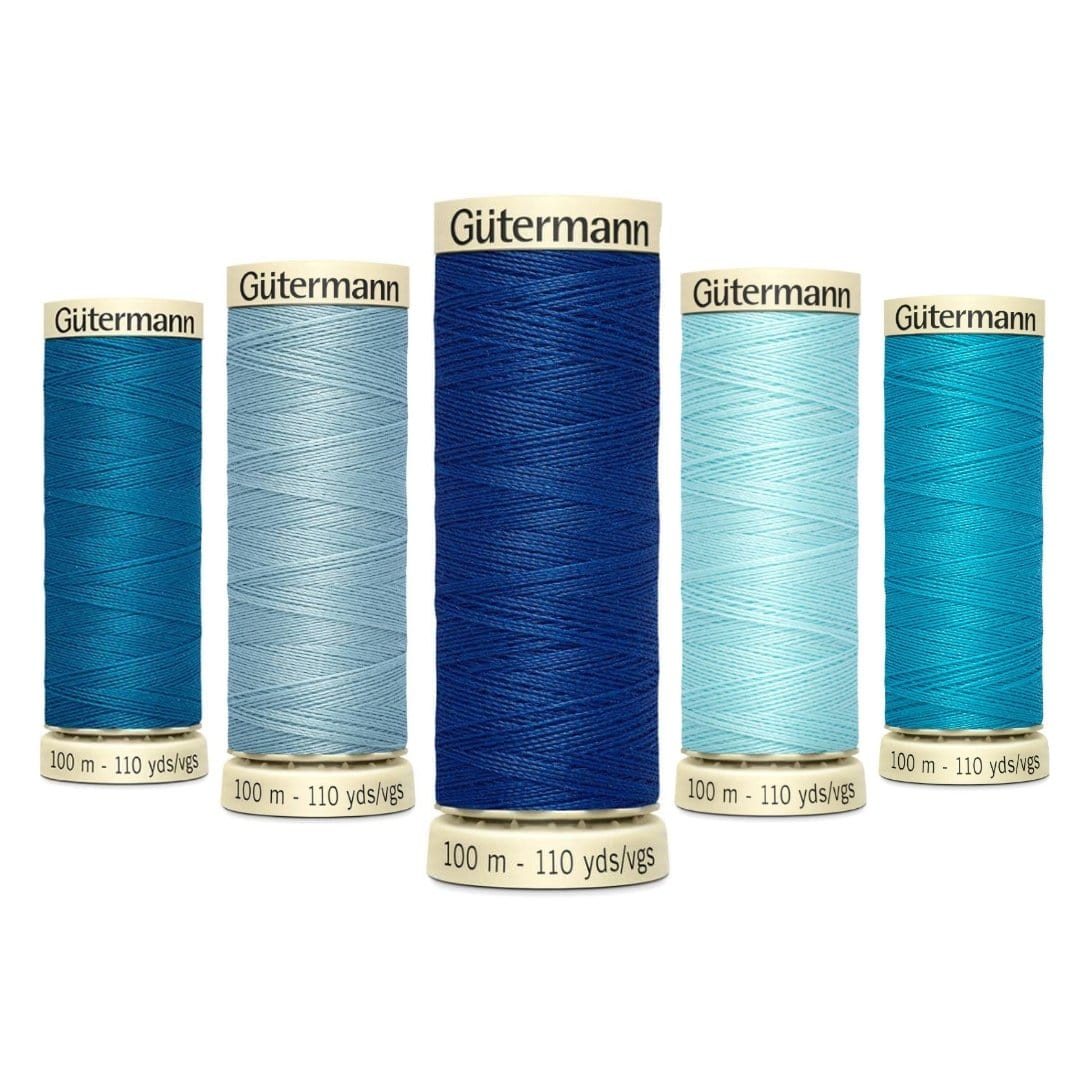 Pound A Metre Pack Of 5 x 100m Gütermann Sew All Thread- Blue Moods Bundle- Pack Of 5