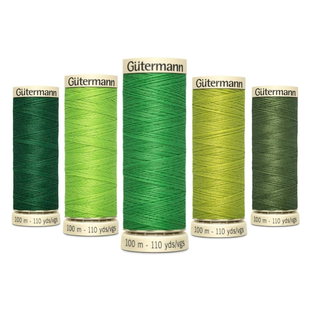 Pound A Metre Pack Of 5 x 100m Gütermann Sew All Thread- Green Envy Bundle- Pack Of 5