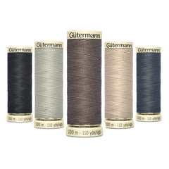 Gütermann Sew All Thread- Shades of Grey Bundle- Pack Of 5 - Pound A Metre