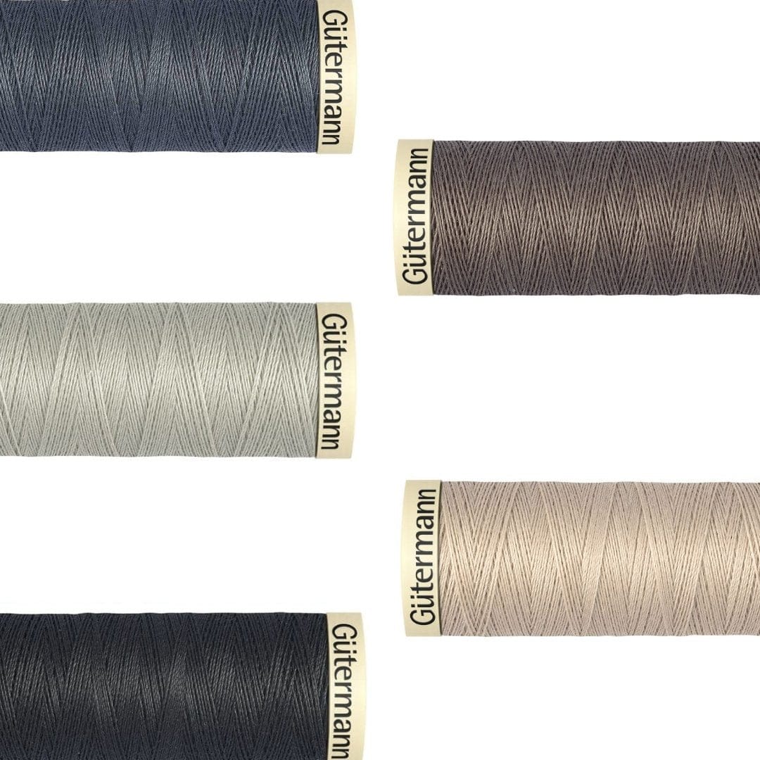 Pound A Metre Pack Of 5 x 100m Gütermann Sew All Thread- Shades of Grey Bundle- Pack Of 5