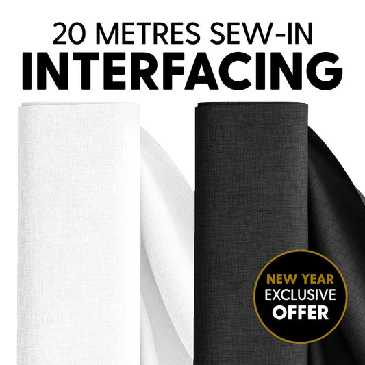 LIMITED OFFER: 20 Metres Interfacing Bundle- Black and White - Pound A Metre
