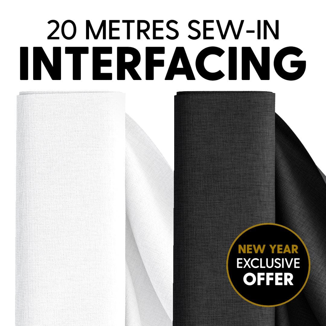 Pound A Metre 20 Metres (10m Black + 10m White) LIMITED OFFER: 20 Metres Interfacing Bundle- Black and White