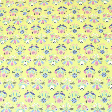 Pound A Metre 1 Metre Premium 100% Floral Quilting Cotton - Flower  - 44" Wide Lime