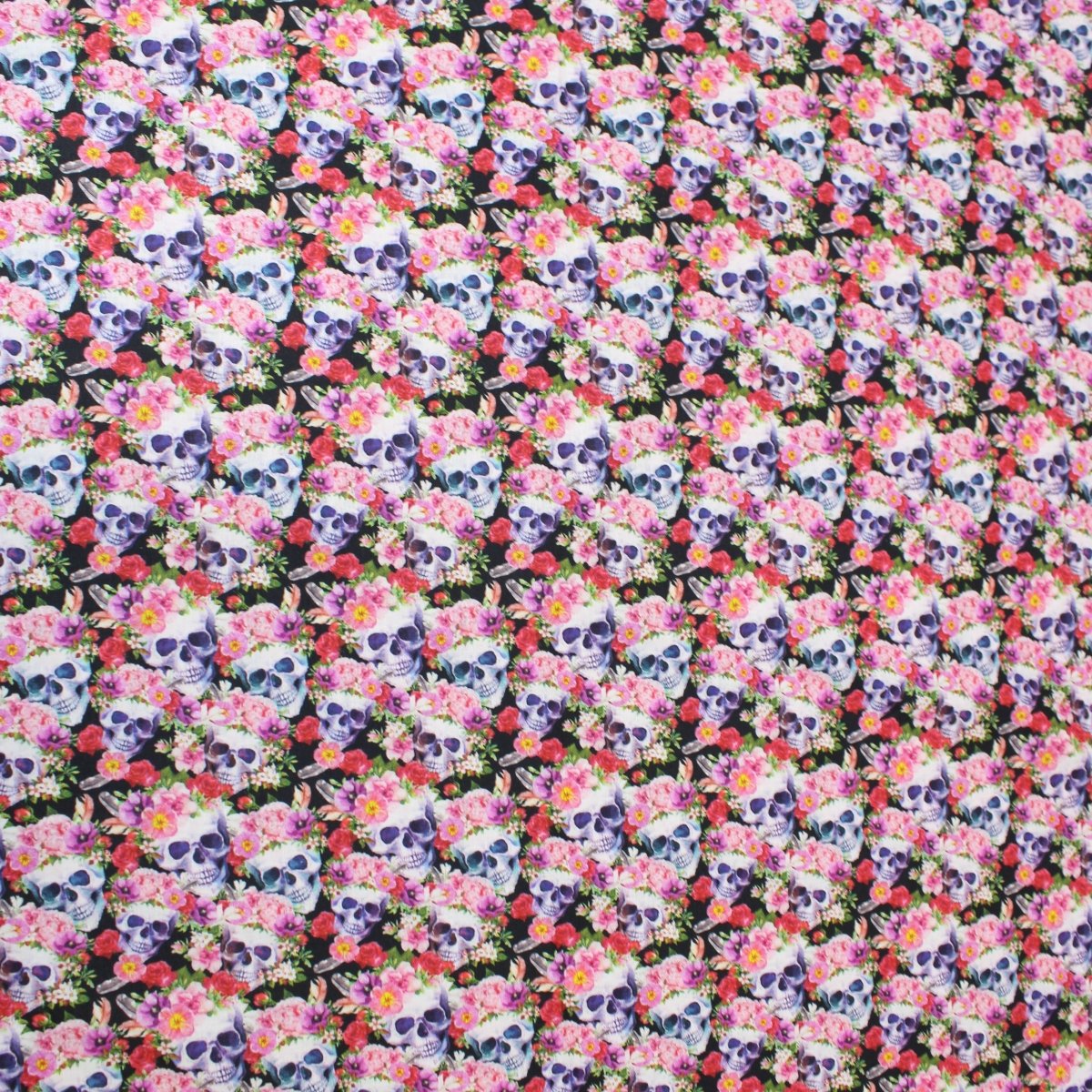 Premium Quality 100% Quilting Halloween Cotton 45' Wide Floral Skull - Pound A Metre