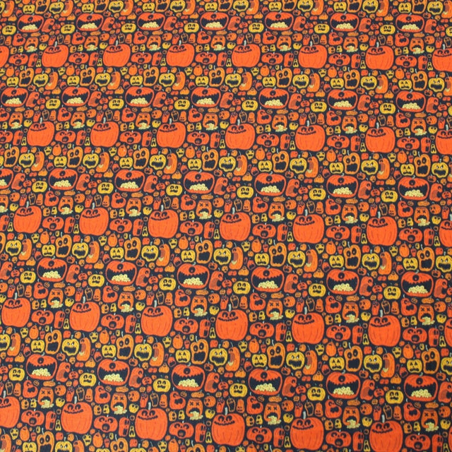 Pound A Metre Full Metre Premium Quality 100% Quilting Halloween Cotton 45' Wide Funky Pumpkin