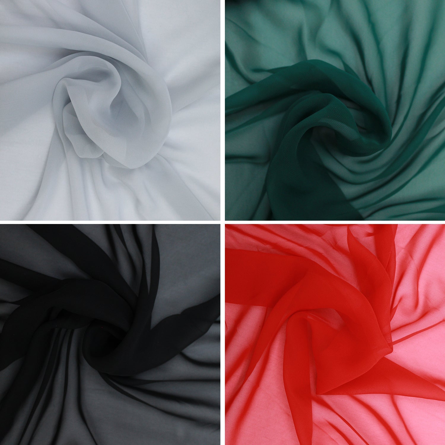 Premium Quality Smooth Chiffon Fabric - 60" Wide - Variations Available - Pound A Metre