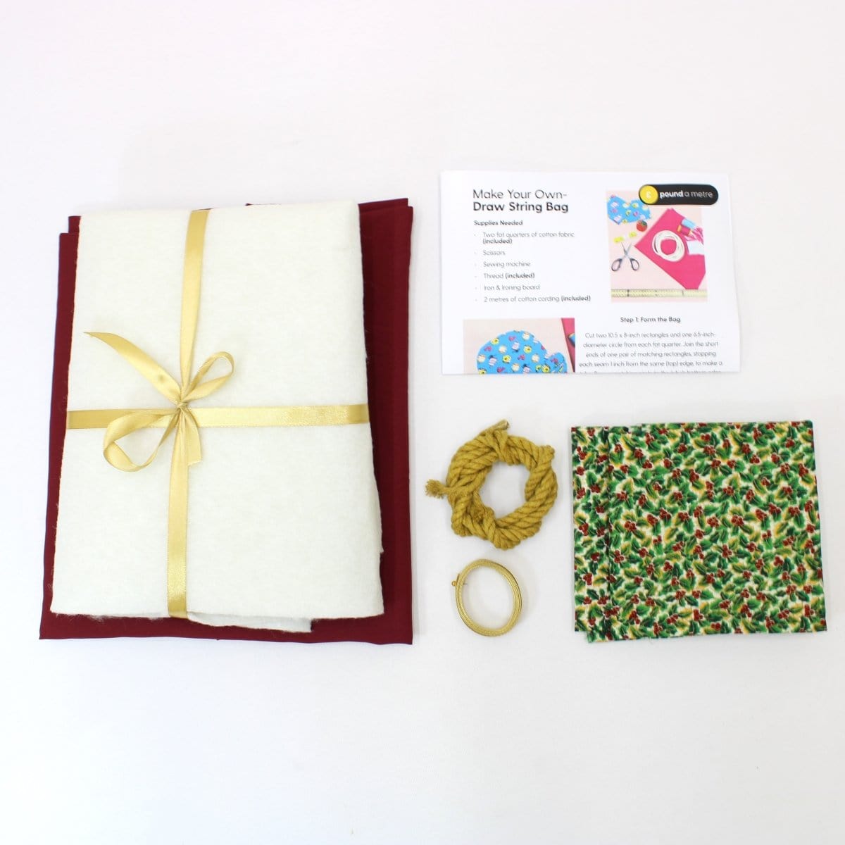 Pound A Metre Christmas Sewing Kit- Make Your Own Drawstring Bag