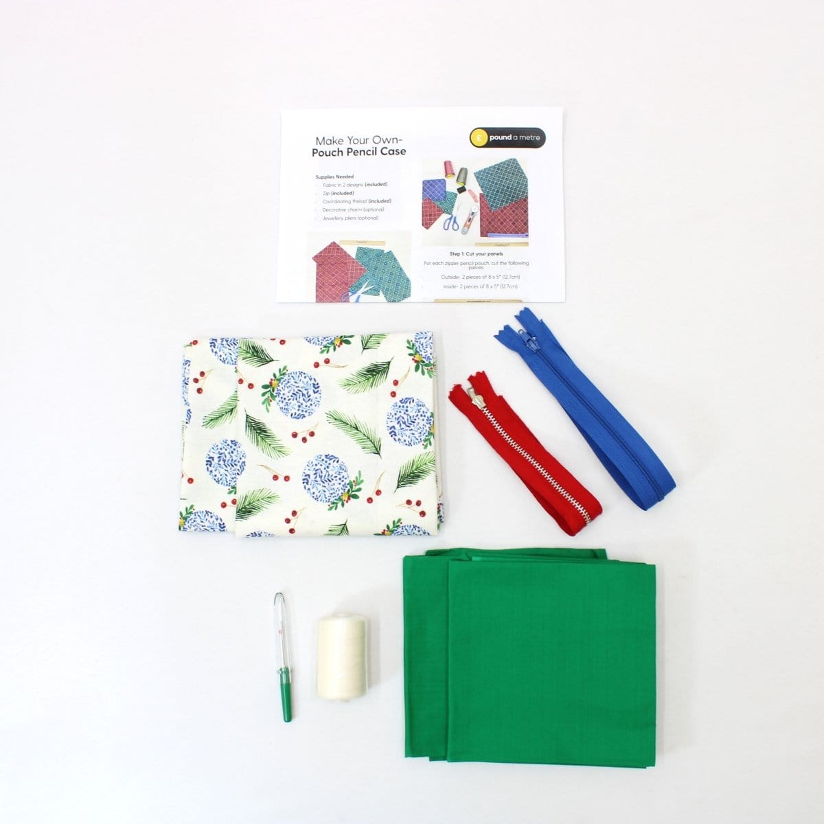 Pound A Metre Festive Sewing Kit- Make Your Own Pencil Case x2