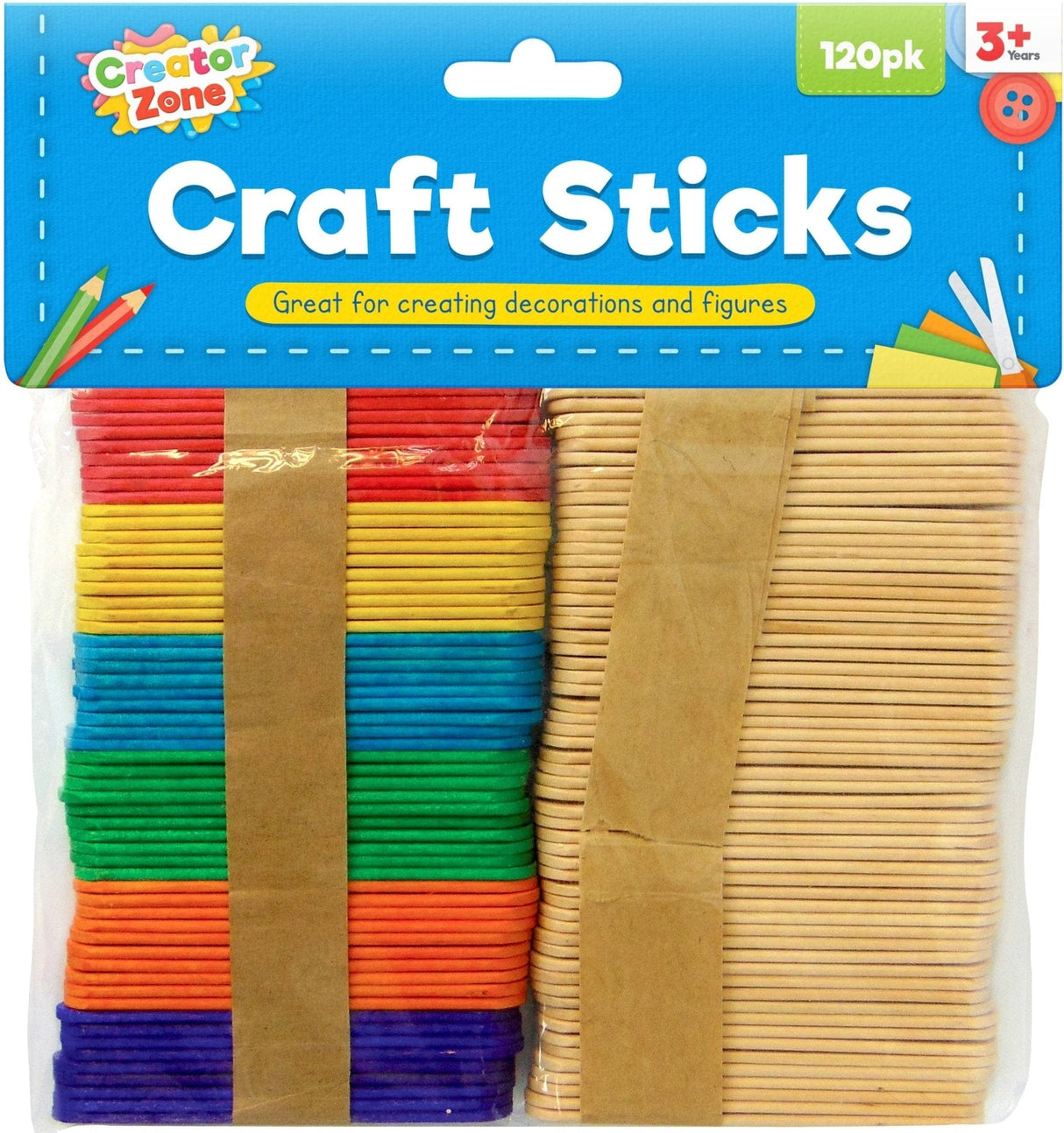 Pound A Metre Wooden Craft Sticks- 120 Pack