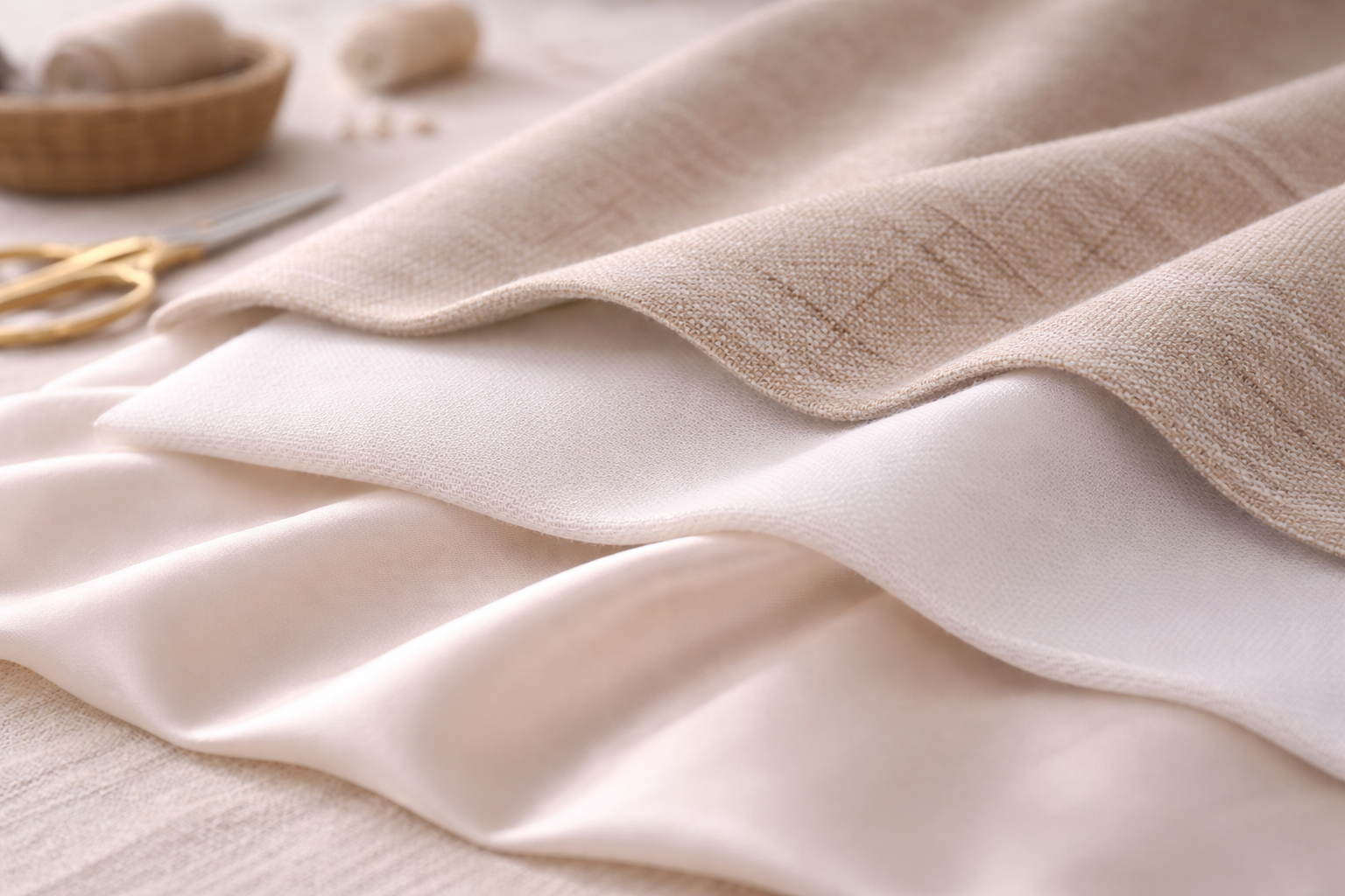 Garment lining and interlining layers shown in natural light to demonstrate structure and finish
