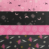Pound A Metre 1 Metre Fat Quarter Bundle- 4 Pieces Per Bundle- (Black & Pink)
