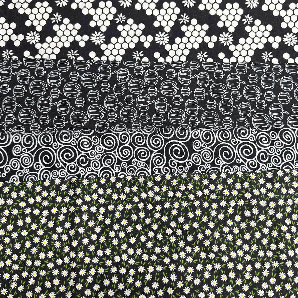 Pound A Metre 1 Metre Fat Quarter Bundle- 4 Pieces Per Bundle- (Black)
