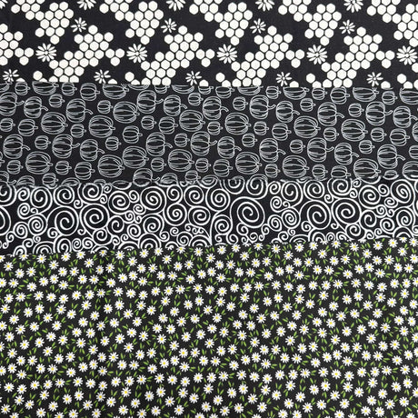 Pound A Metre 1 Metre Fat Quarter Bundle- 4 Pieces Per Bundle- (Black)