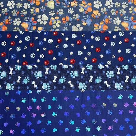 Pound A Metre 1 Metre Fat Quarter Bundle- 4 Pieces Per Bundle- (Blue)