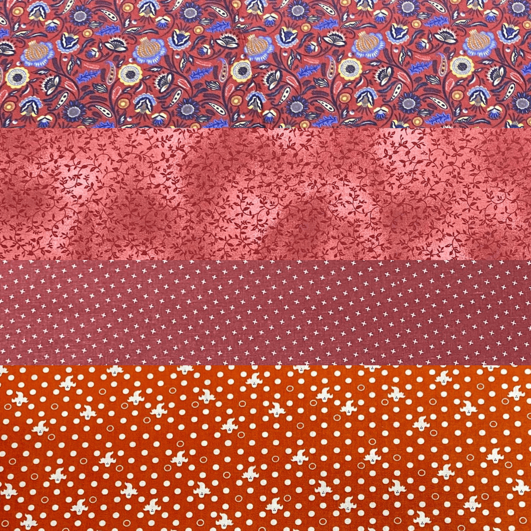 Pound A Metre 1 Metre Fat Quarter Bundle- 4 Pieces Per Bundle- (Maroon)