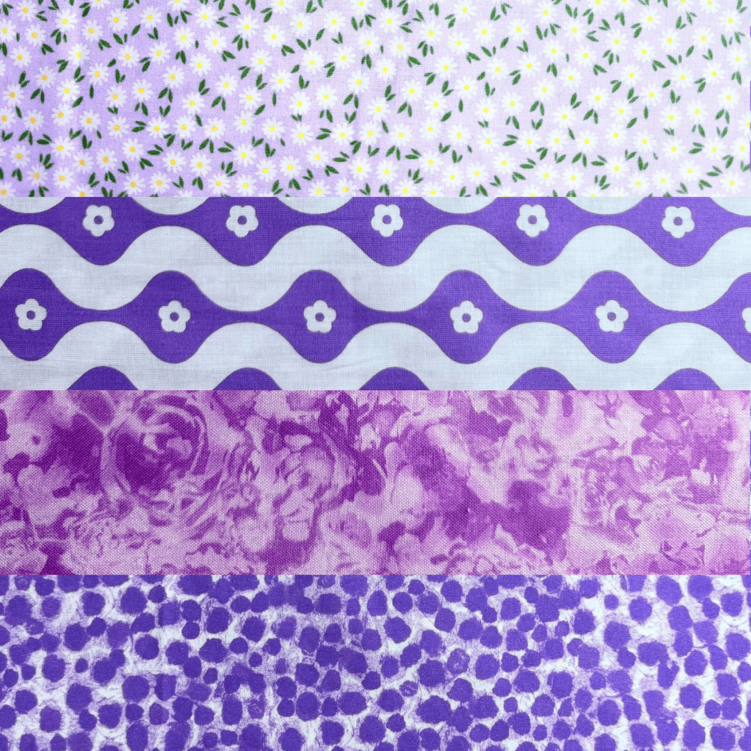 Pound A Metre 1 Metre Fat Quarter Bundle- 4 Pieces Per Bundle- (Purple)