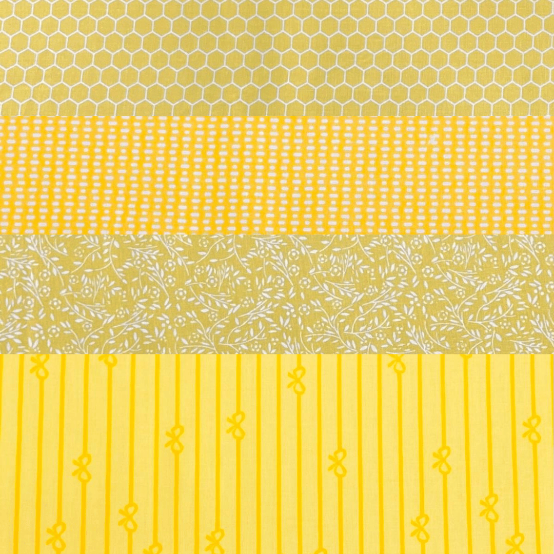 Pound A Metre 1 Metre Fat Quarter Bundle- 4 Pieces Per Bundle- (Yellow)