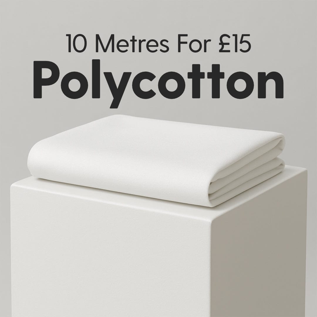 Pound A Metre 10 Metres 10 Metres Dressmaking Poly-Cotton - 55" wide (White)
