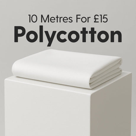 Pound A Metre 10 Metres 10 Metres Dressmaking Poly-Cotton - 55" wide (White)