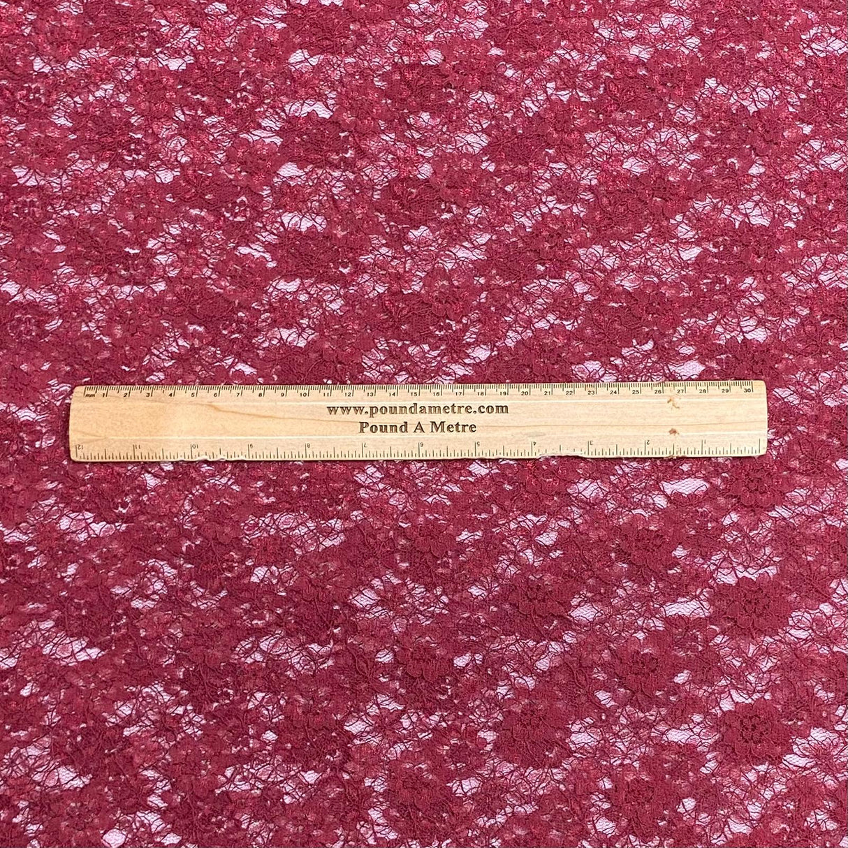 Pound A Metre 10 Metres, Floral Rachelle Lace - 45" Wide (Maroon)