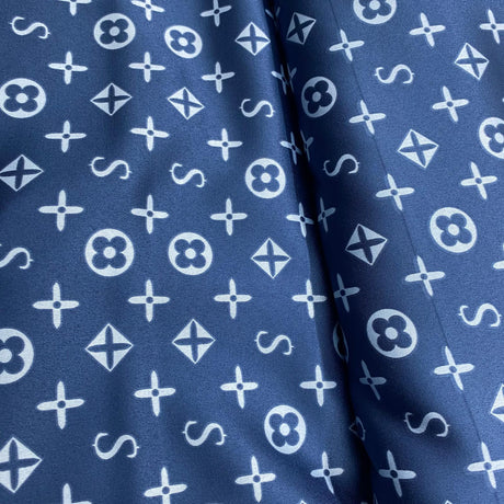 Pound A Metre 10 Metres Printed Silky Satin- 55" Wide (Blues)