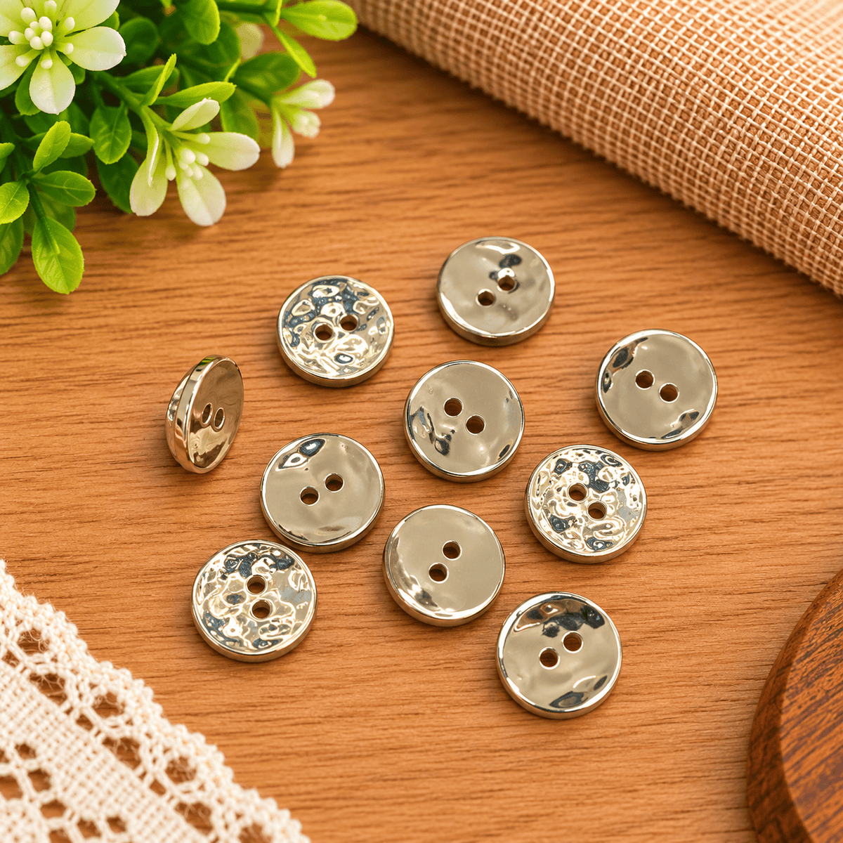 Pound A Metre 10 Piece Iridescent Pearl Effect Buttons – 2 Hole Sewing Buttons (Glossy)