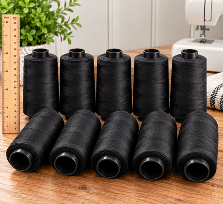 Pound A Metre 10 x 2500m Overlocking Sewing Thread Bundle (Black)