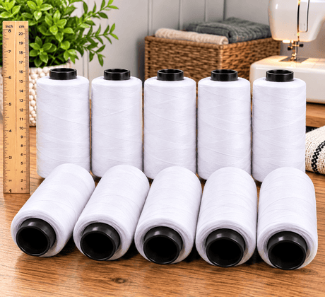 Pound A Metre 10 x 2500m Overlocking Sewing Thread Bundle (White)