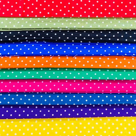 Pound A Metre 5 Fat Quarters 10x1 Polka Dot Cotton Poplin Bundle - 44” Wide (Bright)