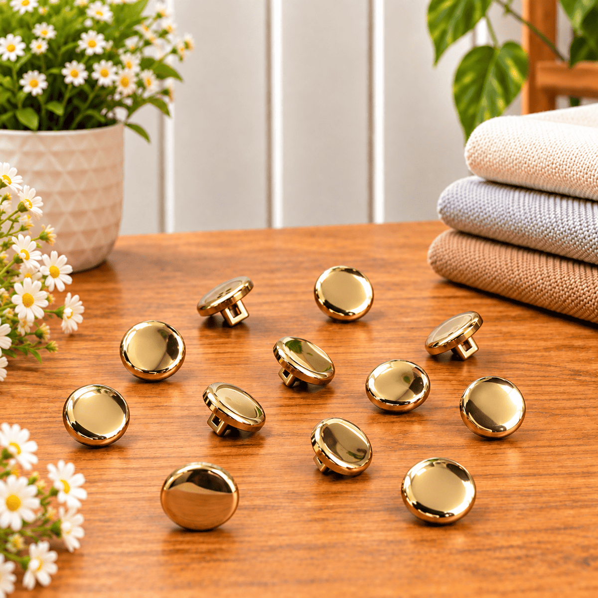 Pound A Metre 12 Pack Premium Sewing Buttons – Perfect for Dressmaking & Crafts (Gold)