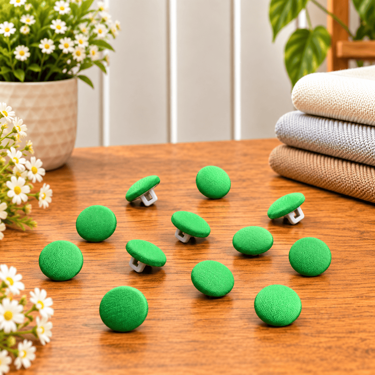 Pound A Metre 12 Pack Premium Sewing Buttons – Perfect for Dressmaking & Crafts (Green)