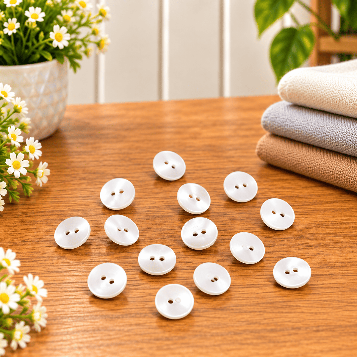 Pound A Metre 12 Pack Premium Sewing Buttons – Perfect for Dressmaking & Crafts (Pearl)