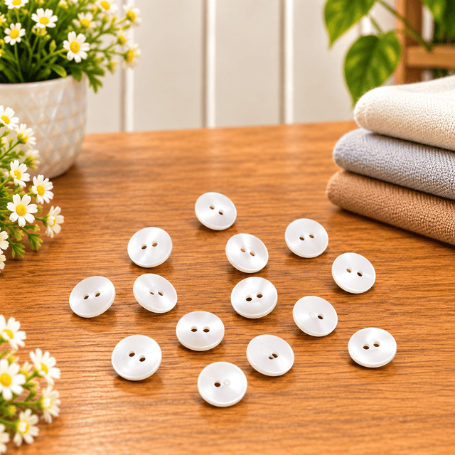 Pound A Metre 12 Pack Premium Sewing Buttons – Perfect for Dressmaking & Crafts (Pearl)
