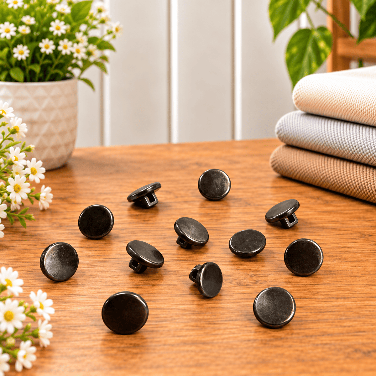 Pound A Metre 12 Pack Premium Sewing Buttons – Perfect for Dressmaking & Crafts (Steel)