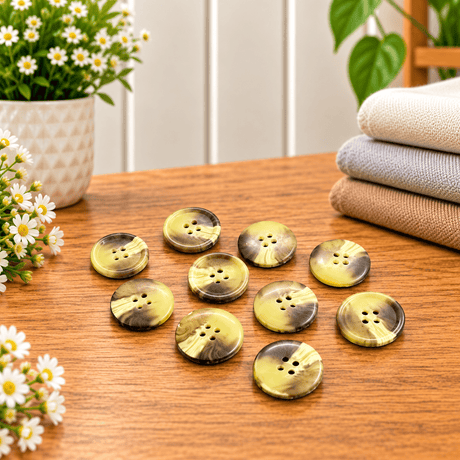 Pound A Metre 12 Pack Premium Sewing Buttons – Perfect for Dressmaking & Crafts (Toffee)