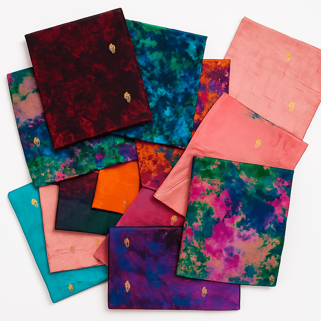 Pound A Metre 12 x 100% Pure Silk Scarves- Assorted Colours- Min Size- 85cm x 85cm