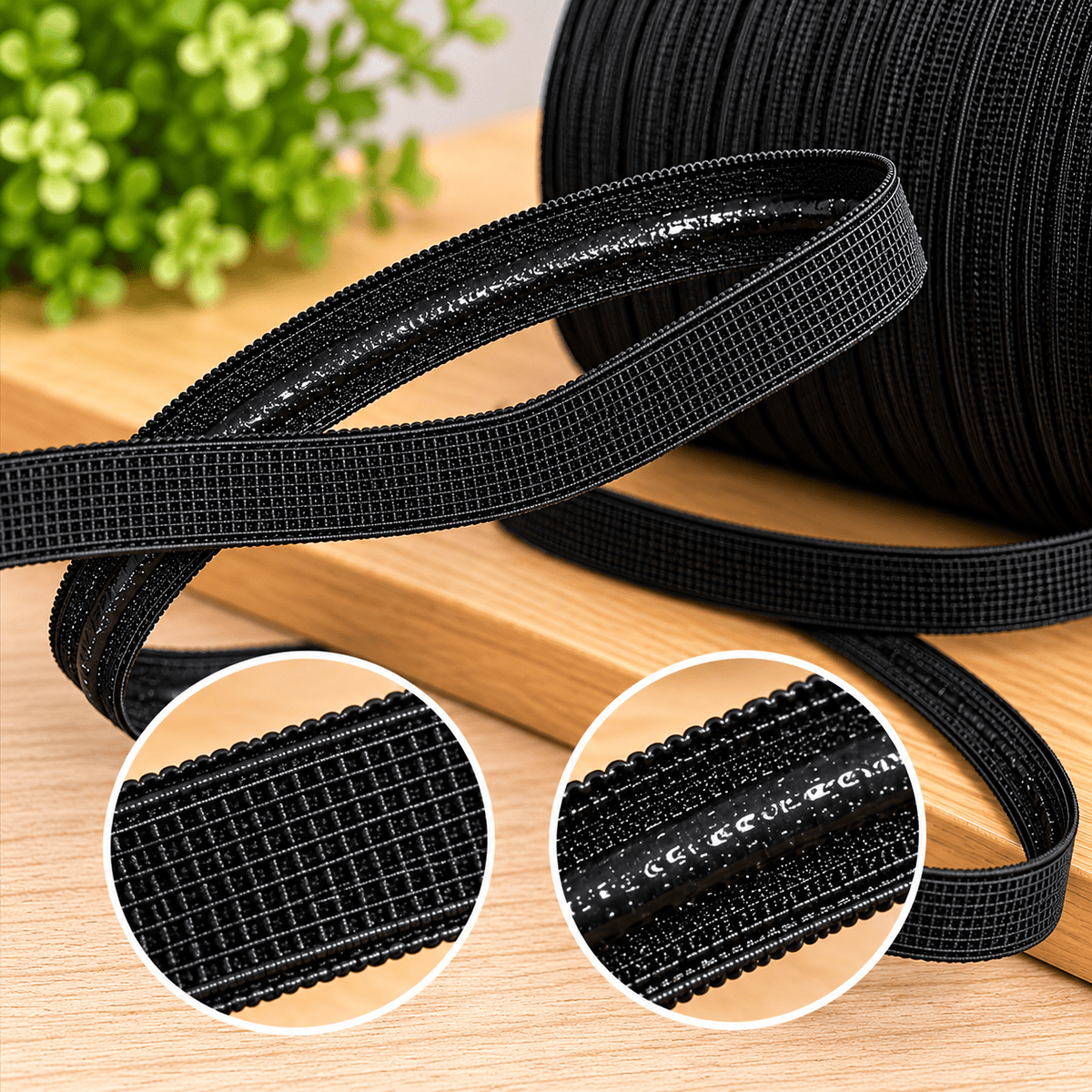 Pound A Metre 1mm Rubber Grip Elastic – Sold Per Metre | Non-Slip Elastic for Sewing & Dressmaking (Black)