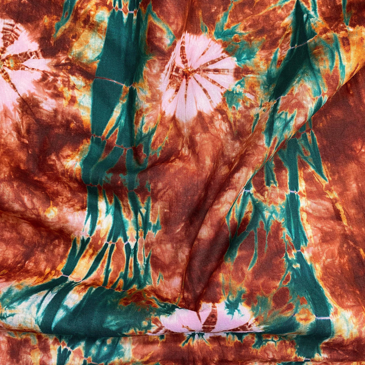 Pound A Metre 2.9 Metre Premium Tie Dye Cotton –  36” Wide - (Brown & Green) (EOL)