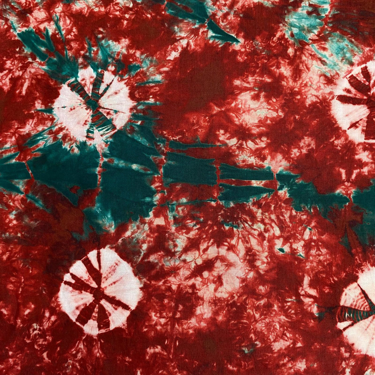 Pound A Metre 2.9 Metre Premium Tie Dye Cotton –  36” Wide - (Dark Red & Green)