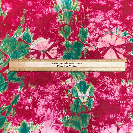 Pound A Metre 2.9 Metre Premium Tie Dye Cotton –  36” Wide - (Pink & Green) (EOL)