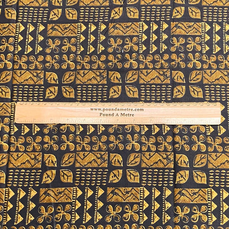 Pound A Metre 2.9 Metres Luxury Printed Cotton – 36" Wide- (Brown & Yellow)
