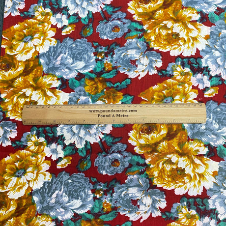 Pound A Metre 2.9 Metres Luxury Printed Cotton – 36" Wide- (Wine Flower)