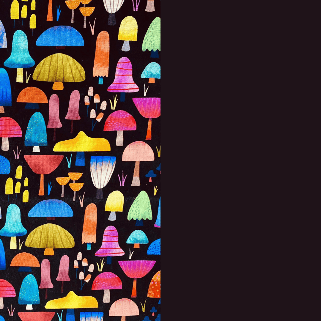 Pound A Metre 2 Metre Digitally Printed 100% Cotton Bundle- (Black Mushroom)