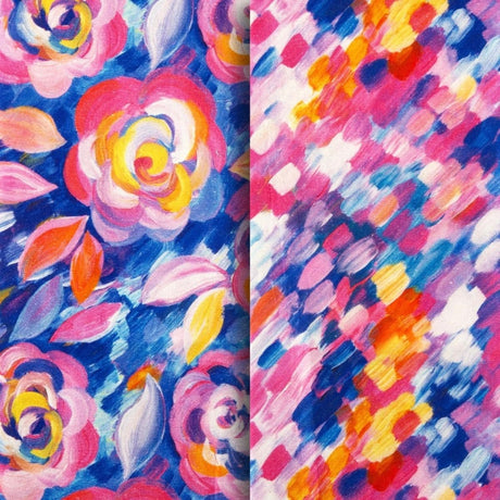 Pound A Metre 2 Piece 100% Cotton Fabric Bundle- 'Watercolour Floral' (Fat Quarters or Half Metres)