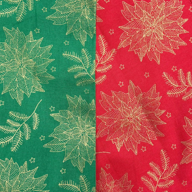 Pound A Metre 2 Piece Bundle Digitally Printed Gold Foil Christmas 100% Cotton- 45" Wide (Bloom Bundle)