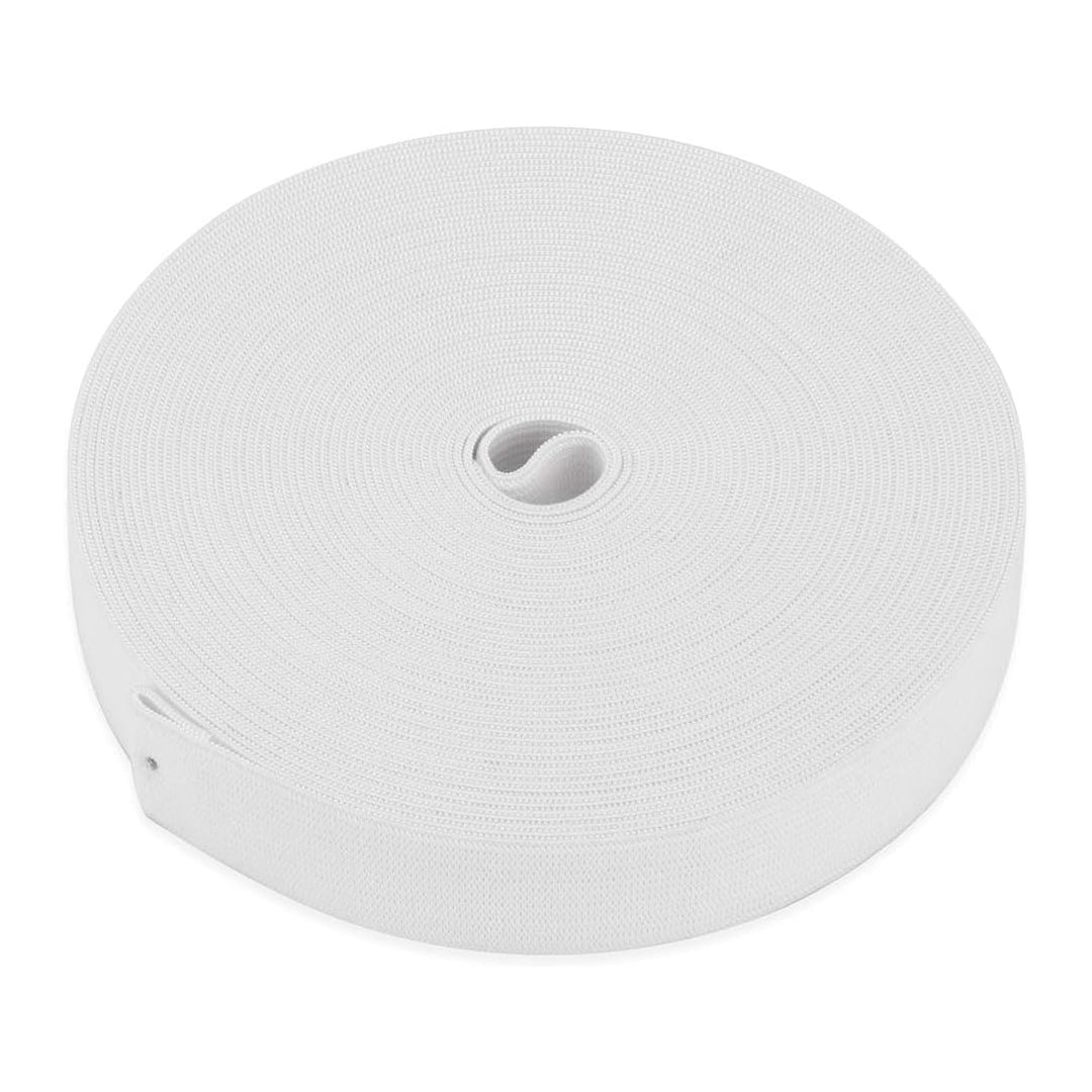 24mm Premium Elastic- Full 30 Metre Roll (White) - Pound A Metre