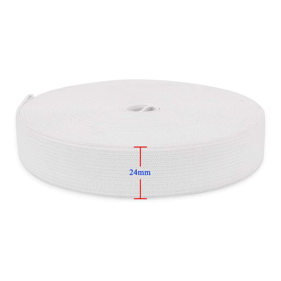 Pound A Metre 30 Metre Full Roll 24mm Premium Elastic- Full 30 Metre Roll (White)