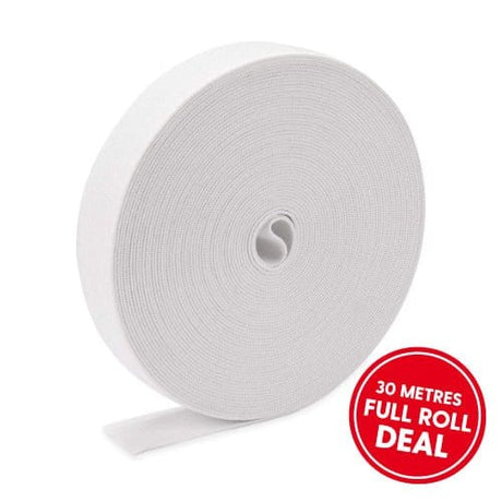 Pound A Metre 30 Metre Full Roll 24mm Premium Elastic- Full 30 Metre Roll (White)