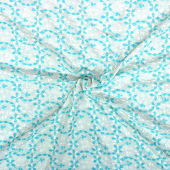 3 Metre Broderie Anglaise Floral Cotton - 45" Wide (Blue & White) - Pound A Metre