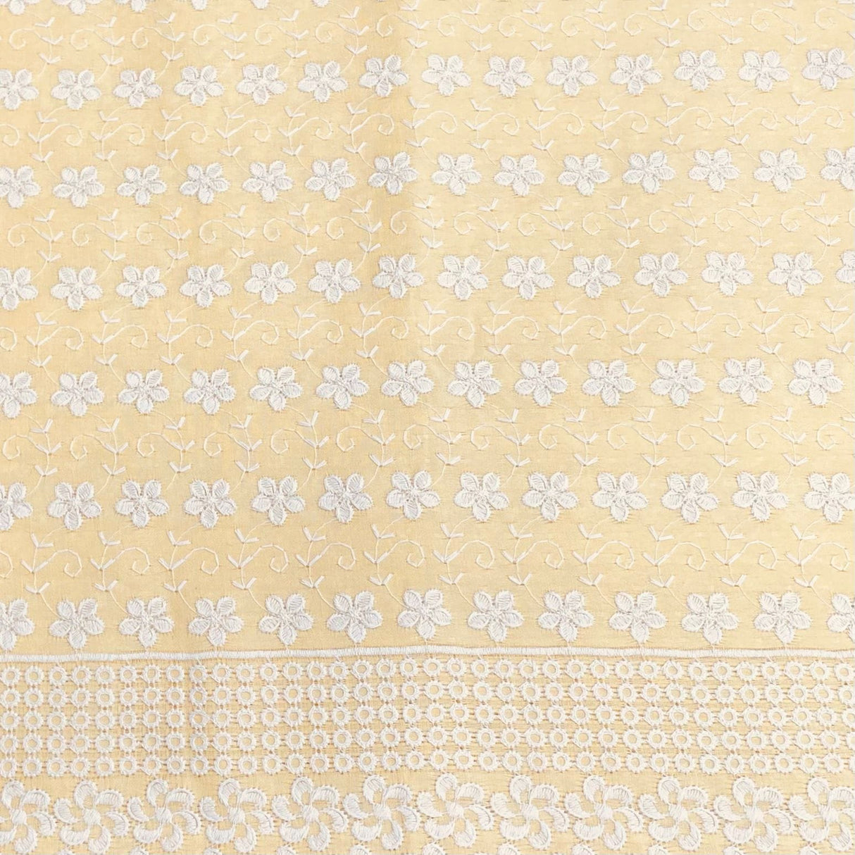 Pound A Metre 3 Metres 3 Metre Broderie Anglaise Floral Cotton - 45" Wide (Lemon & White) (EOL)
